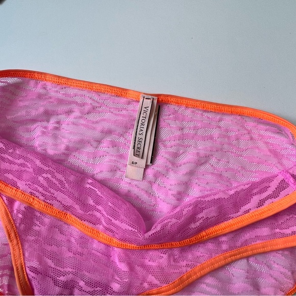 Victoria's Secret VTG Extra Low Rise Mesh Hiphugger Panty Pink Zebra Stripe Smal - Picture 4 of 4
